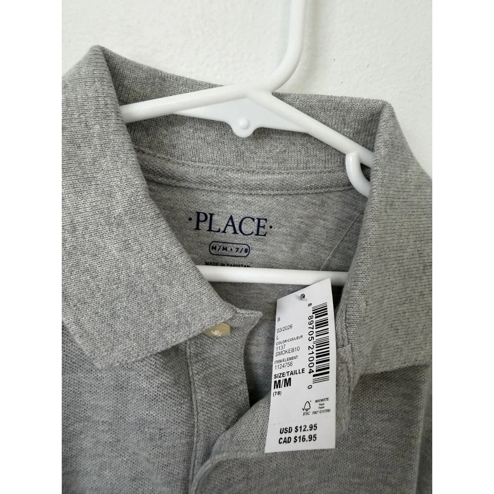 The Children's Place Boys Uniform Soft Pique Polo Gray Size Medium (7/8) – NWT